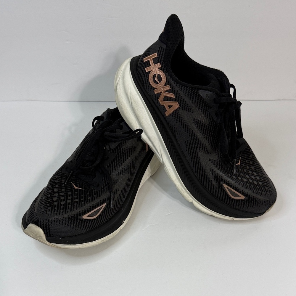 Hoka Black and Pink Athletic Shoes